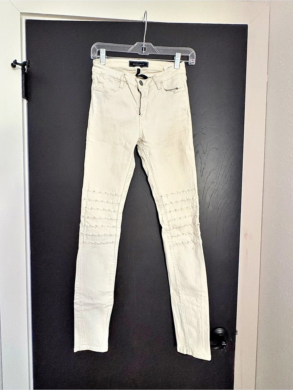 Brockenbow Emma Skinny Jeans Size 27 Krystal White Distressed Knee Mid Rise - Li